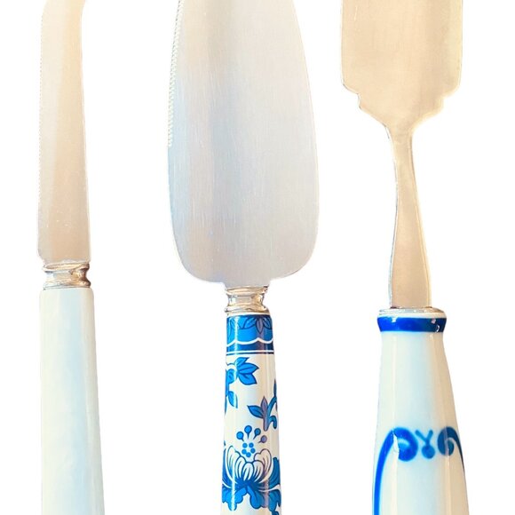 Sheffield Set Of 3 Cake And Cheese Cutters Servers 2 Marked Sheffield 1 Unmarked - Picture 2 of 9